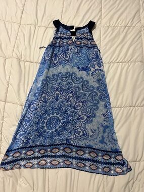 Blue Paisley Sleeveless Maxi Dress